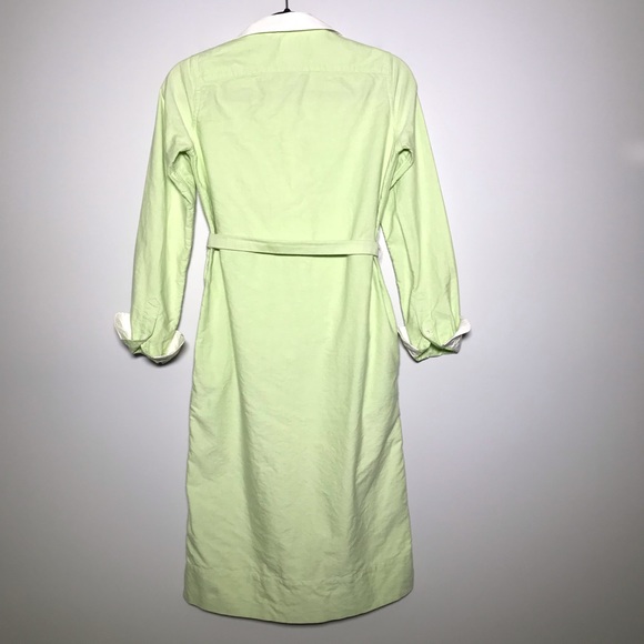 Ann Mashburn Cotton Long Sleeve Collared Tie Belt Shirtdress Lime Green Size XS - Picture 6 of 6